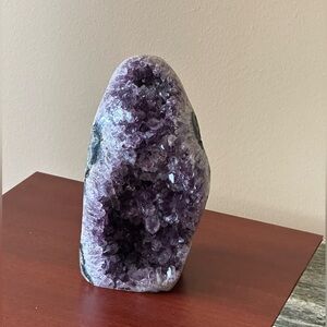 Natural Brazil fine specimen Geode of amethyst flat cut base. Beautiful shape 6”